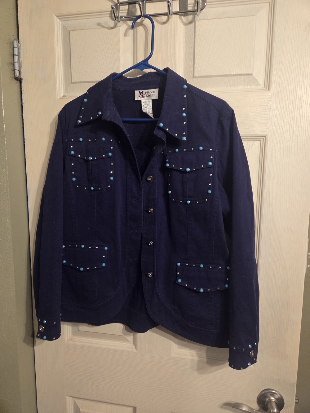 Navy Stud-Accent Women's Jacket